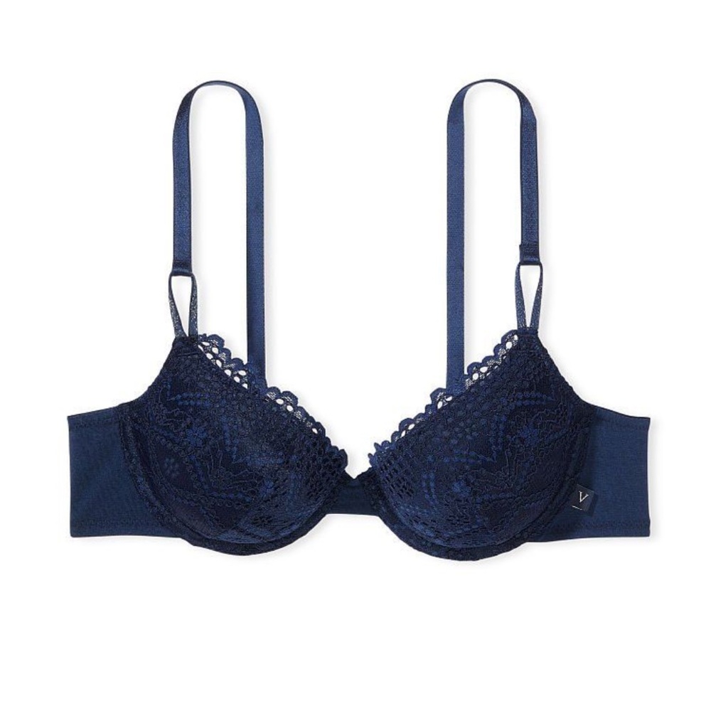 NWOT Victoria’s Secret Sexy Tee Lightly Lined Lace Demi Bra In Navy 36DD